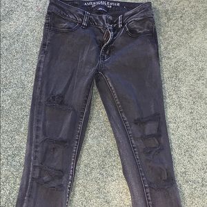 american eagle distressed black jegging